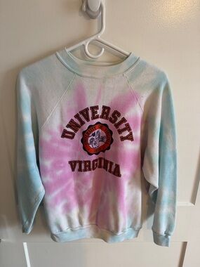UVA Tie-Dye Crewneck Sweatshirt - Pink & Light Blue
